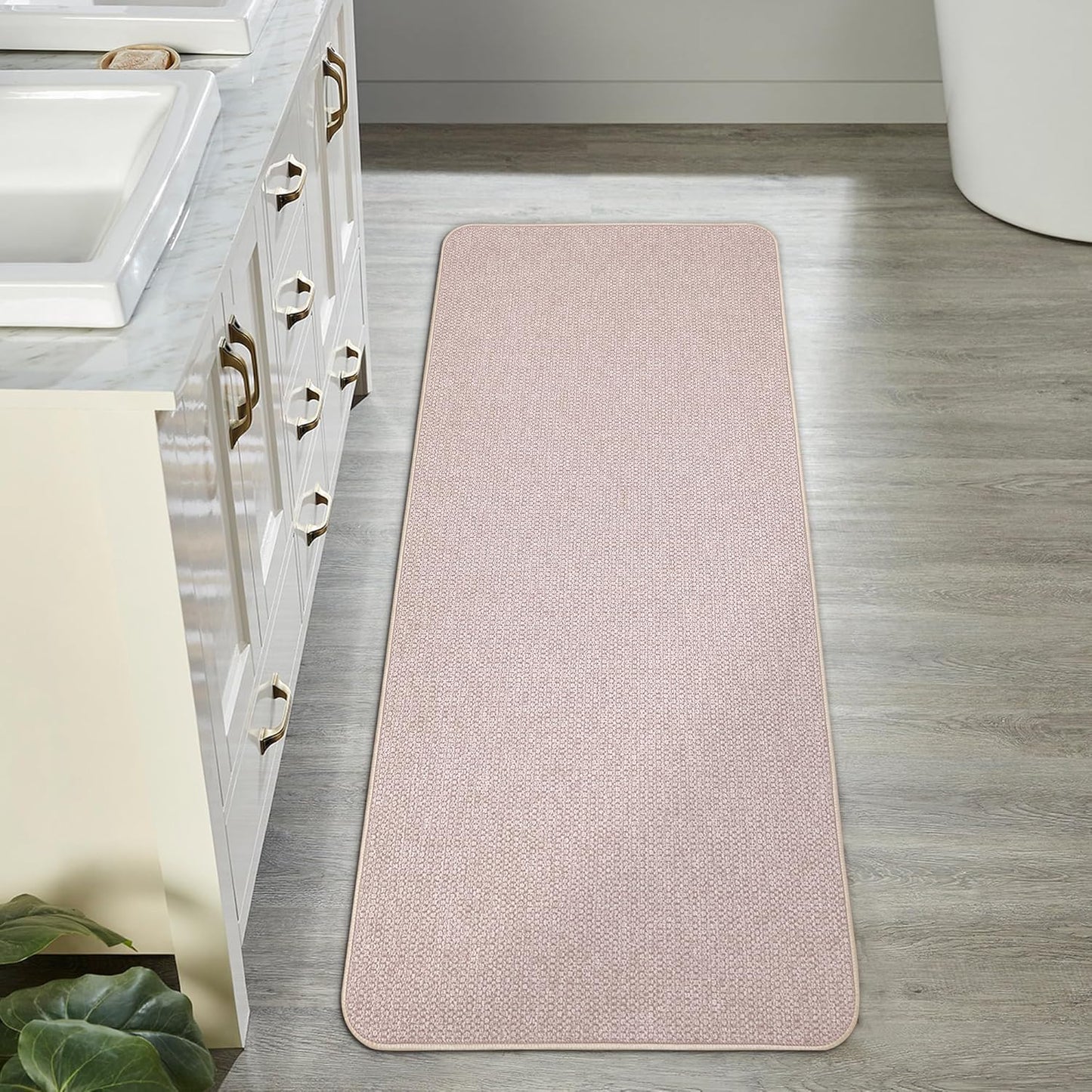 Bath Mat,Ultra Thin Bathroom Runner Rugs,Large Bath Mats for Bathroom,Quick Dry,Non-Slip,Machine Washable,Low Pile,Bath Rug,Shower Outside,Sink,Home Decor Accessories.Beige,2'x5'(24x60inch)