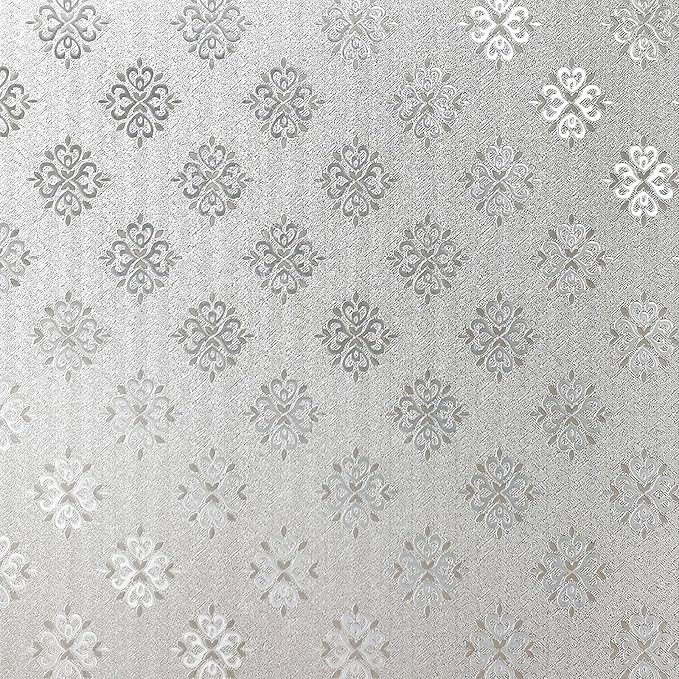 Window Privacy Film, Frosted Glass Decorative Static Cling, Removable Sun Blocking Vinyl Covering,Window Film for Home Kitchen Living Room Bathroom, Frost Blossom,17.3" x 78.7"