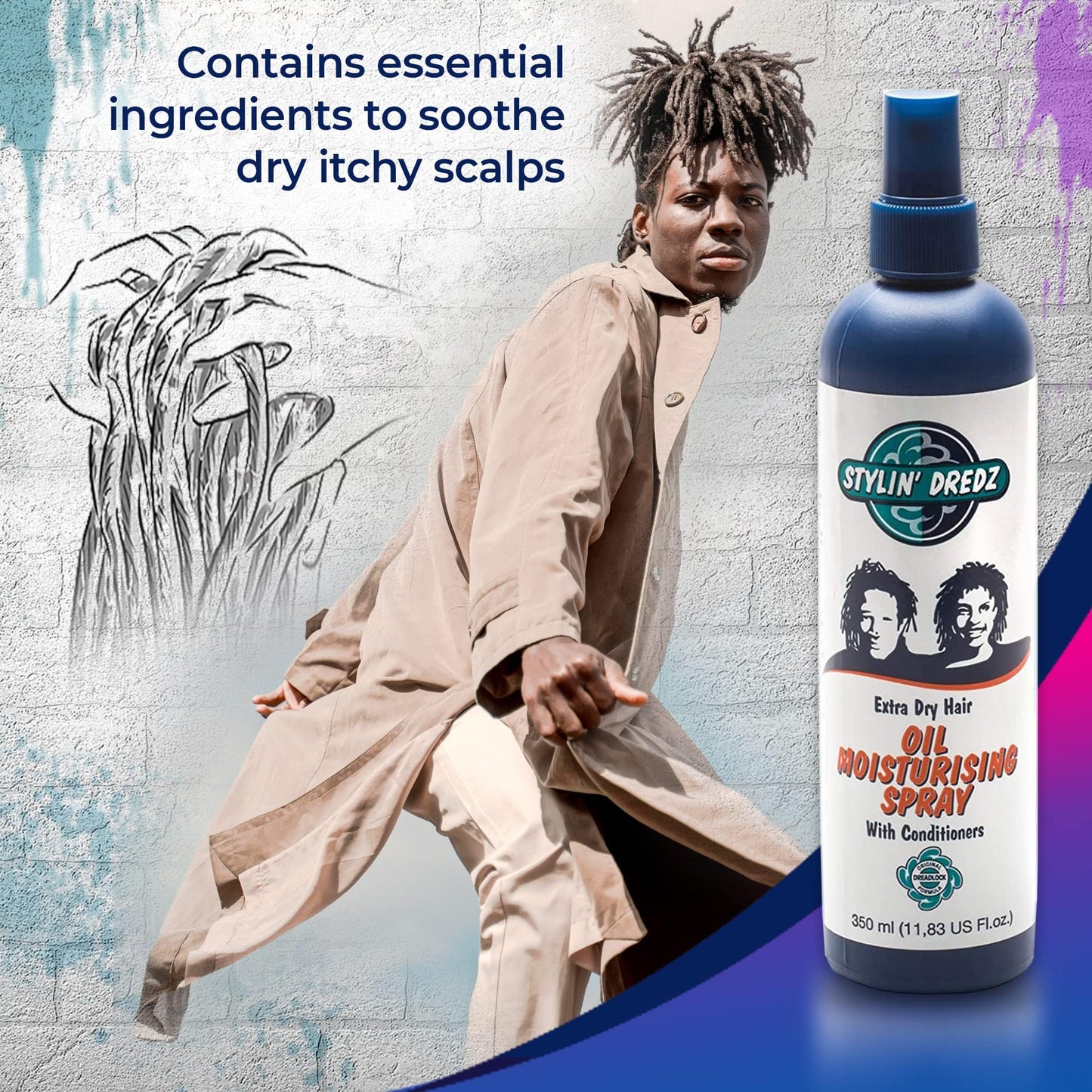 Stylin Dredz Extra Dry Hair Oil Moisturizing Spray with Conditioners | Dreadlock Spray & Braid Moisturizer 350 ml - Pack of 2
