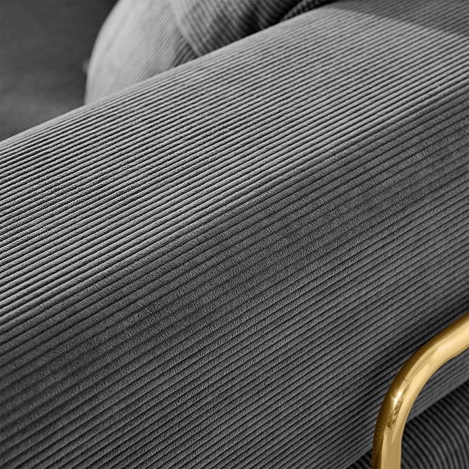 Convertible Couch Sofa Bed Foldable Floor Sleeper | Modern Deep Seat Fold Out Couch | Removable Backrest & Armrests | No Assembly Compression Sofa Sleeper for Living Room, Bedroom | Corduroy Gray