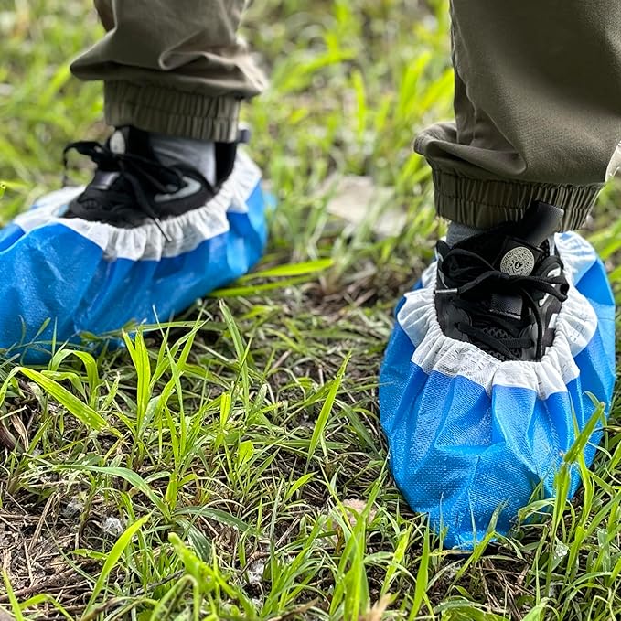Heavy Duty Shoe Covers Disposable, Thick 0.38 0z, Premium Waterproof Dustproof Non-Slip Shoe Booties, Durable Booties Covers for Indoors & Outdoor,One Size Fits Most,50PCS/25Pairs