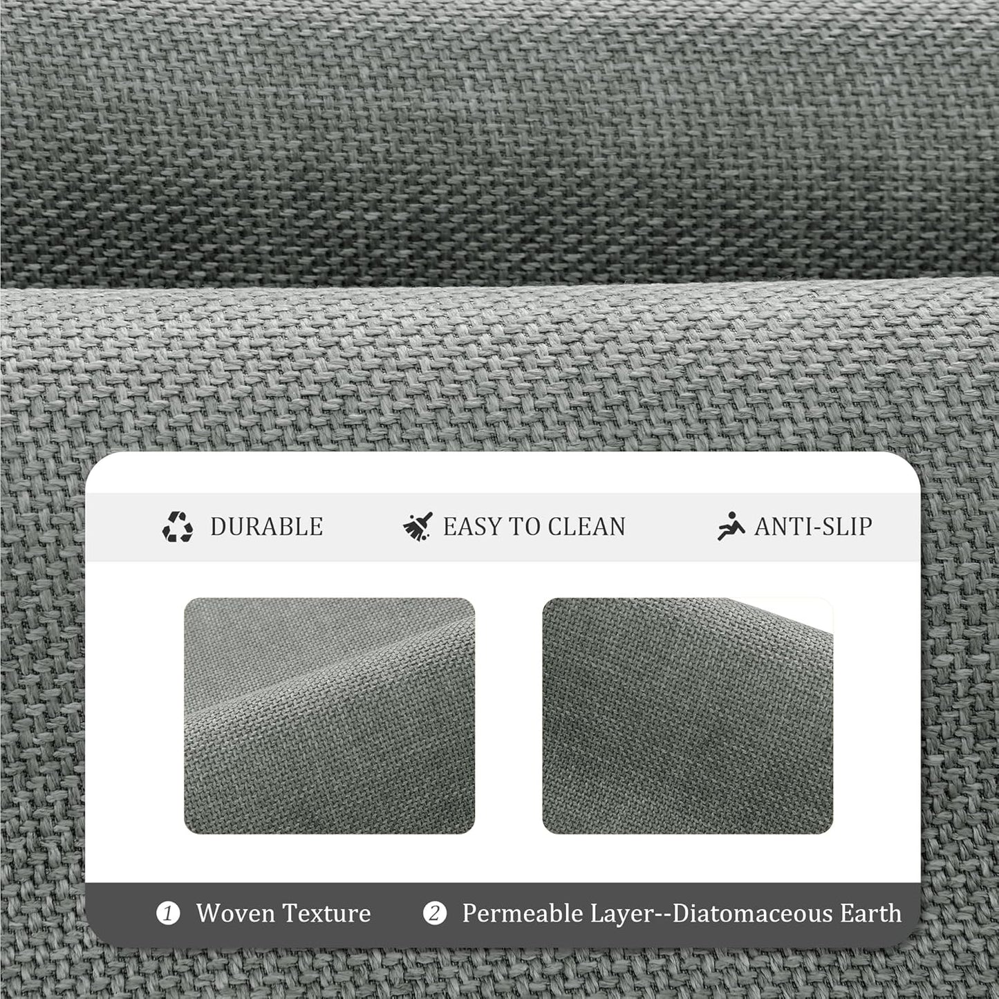 Mecko Bath Mat, Ultra Absorbent Quick Dry Bathroom Floor Mats-Upgraded Thin Cozy Cloth Bathroom Mat Fit Under Door, Rubber Non-Slip Bathroom Rug for Bathtub, Sink, Shower Room(Grey,24"x48")