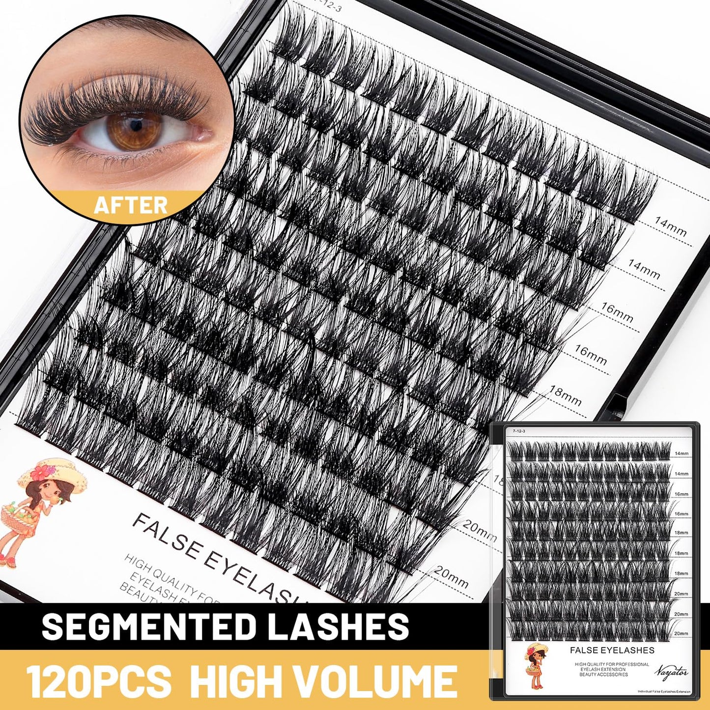 ?VAYATOR Lashes Mixed Kit/False Lashes Lash Bond & Seal Kit Multiple styles To Choose 8-20mm Mix D Curl/DD Curl Makeup Cluster G
