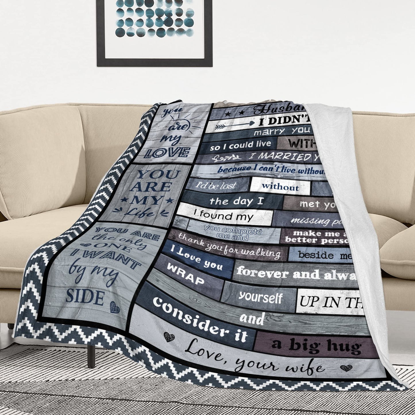 Mubpean Gifts for Husband Blanket 60"x50", Husband Gifts, Hubby Birthday Gift, Anniversary Wedding Present for Him from Wife, Unique I Love You My Man Throw Blankets