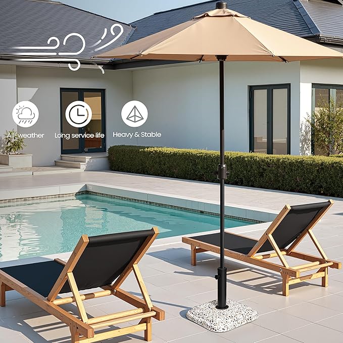 VredHom Patio Umbrella Base, 45lbs, Square Cobblestone Concrete Stand, Heavy Duty Market Umbrella Stand for Outdoor, Lawn, Deck, Poolside