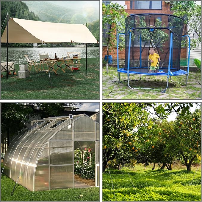 hannger 8 Pack 18" Ground Anchors Shed Anchor Kit with 100 FT Galvanized Cable & Turnbuckles, Heavy Duty Earth Anchors for Sheds Canopy Gazebo Dog Runs Carport Tent
