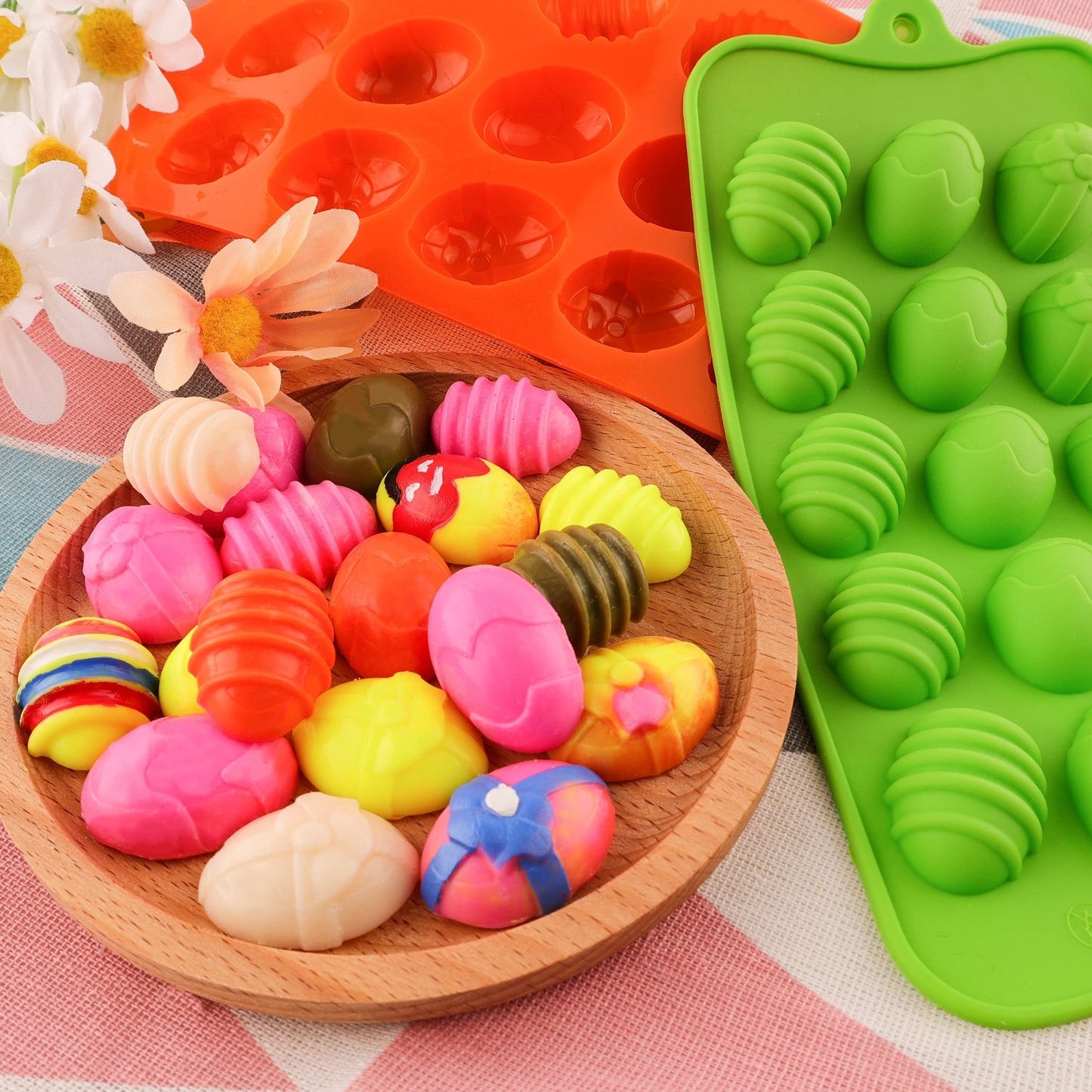 Easter Egg Silicone Mold for Chocolate 5 Packs Egg Shaped Mold Baking Pan for Easter Party Hot Chocolate Bombs Fondant Candy Jelly Dome Mousse Cake Topper Making