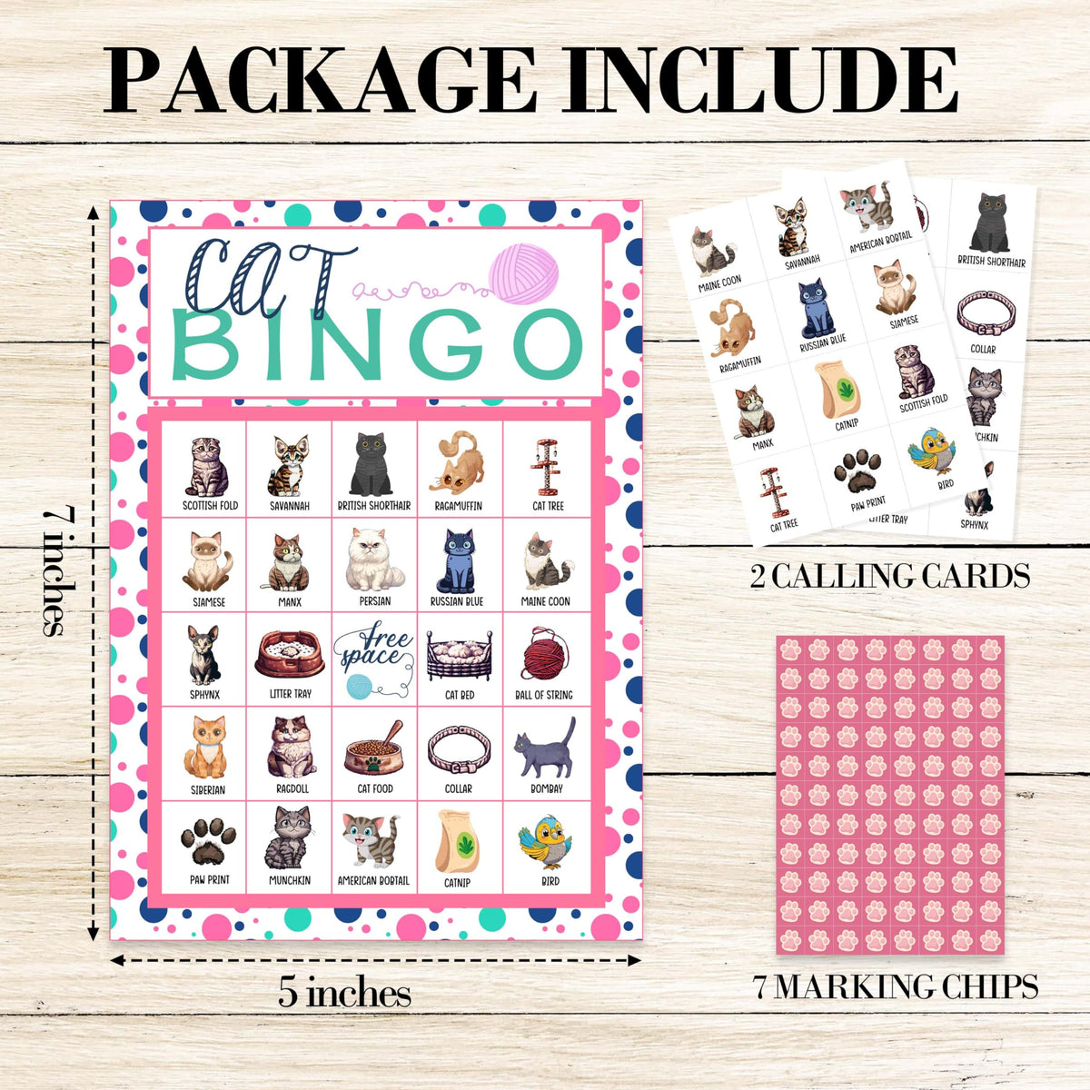 valucise Cat & Kitten Bingo Game Cards for Adults - Pawty Party Supplies, Birthday Bingo Decor & Favors, Card Gifts for Cat Lovers - 02