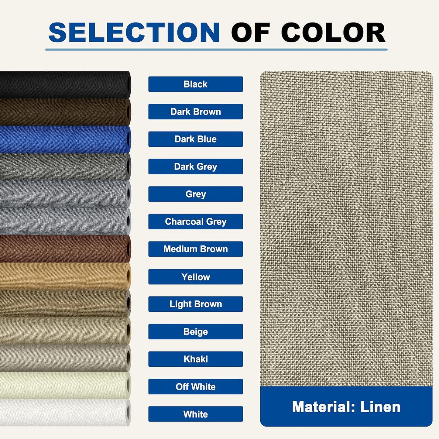 KING MOUNTAIN Linen Repair Patches, Self-Adhesive Linen Fabric Patches, 4 X 63 inch Extra Size, Multi Color, Can be Used for Linen Sofa Repair and Linen Clothes Repair(Khaki1.0