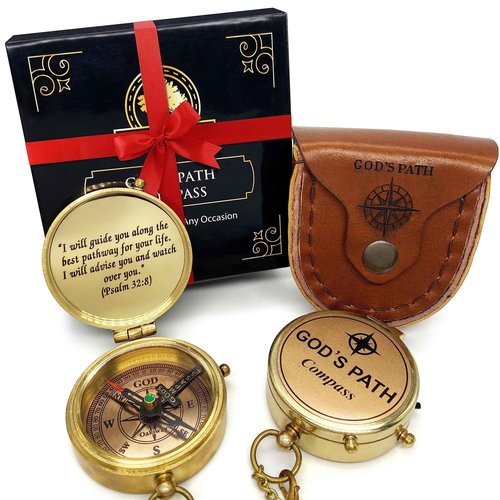Dream Chaser (Wooden Box) & God's Path Compass (Leather Case) - Birthday, Christmas, Inspirational Gifts, Baptism, Communion Gift for Teen Boys, Graduation Gifts