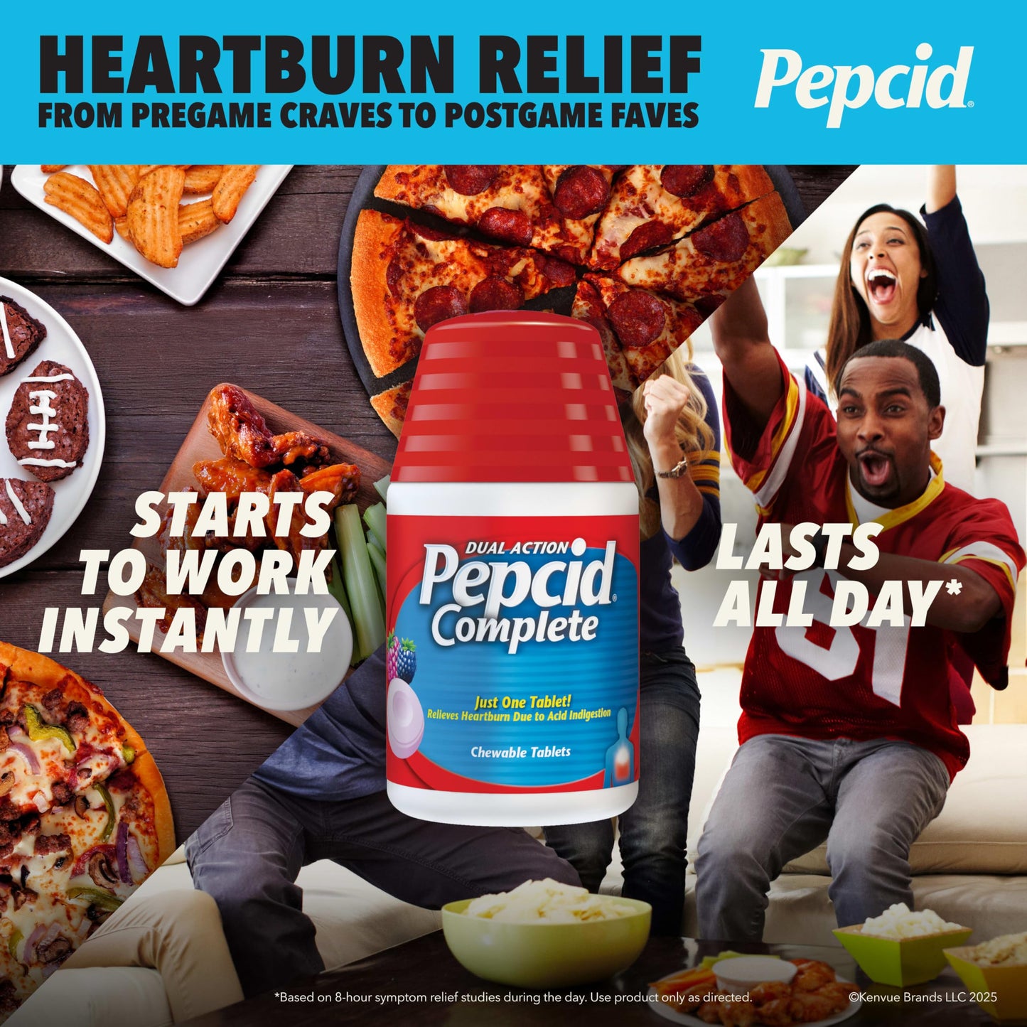 Pepcid Complete Acid Reducer + Antacid Chewables, 10mg Famotidine, 800mg Calcium Carbonate & 165mg Magnesium Hydroxide per Heartburn Medicine Tablet,Mint, 70 ct