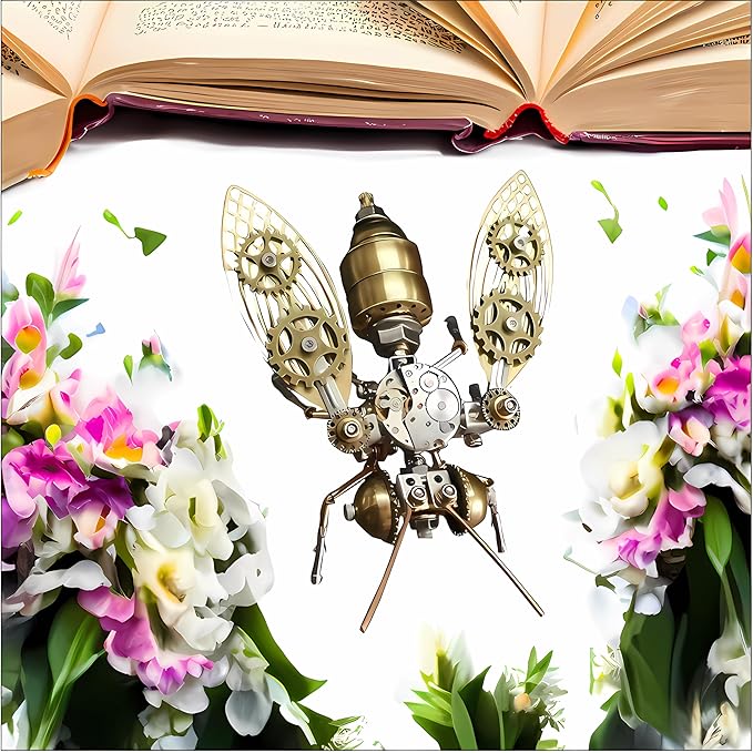 Mechanical Metal DIY 3D Bumblebee Model Kits Puzzle for Adults Insect Brass Puzzle Steampunk Electric Mechanical, Assembly DIY Gift Craft Hobby for Men (Bumblebee)