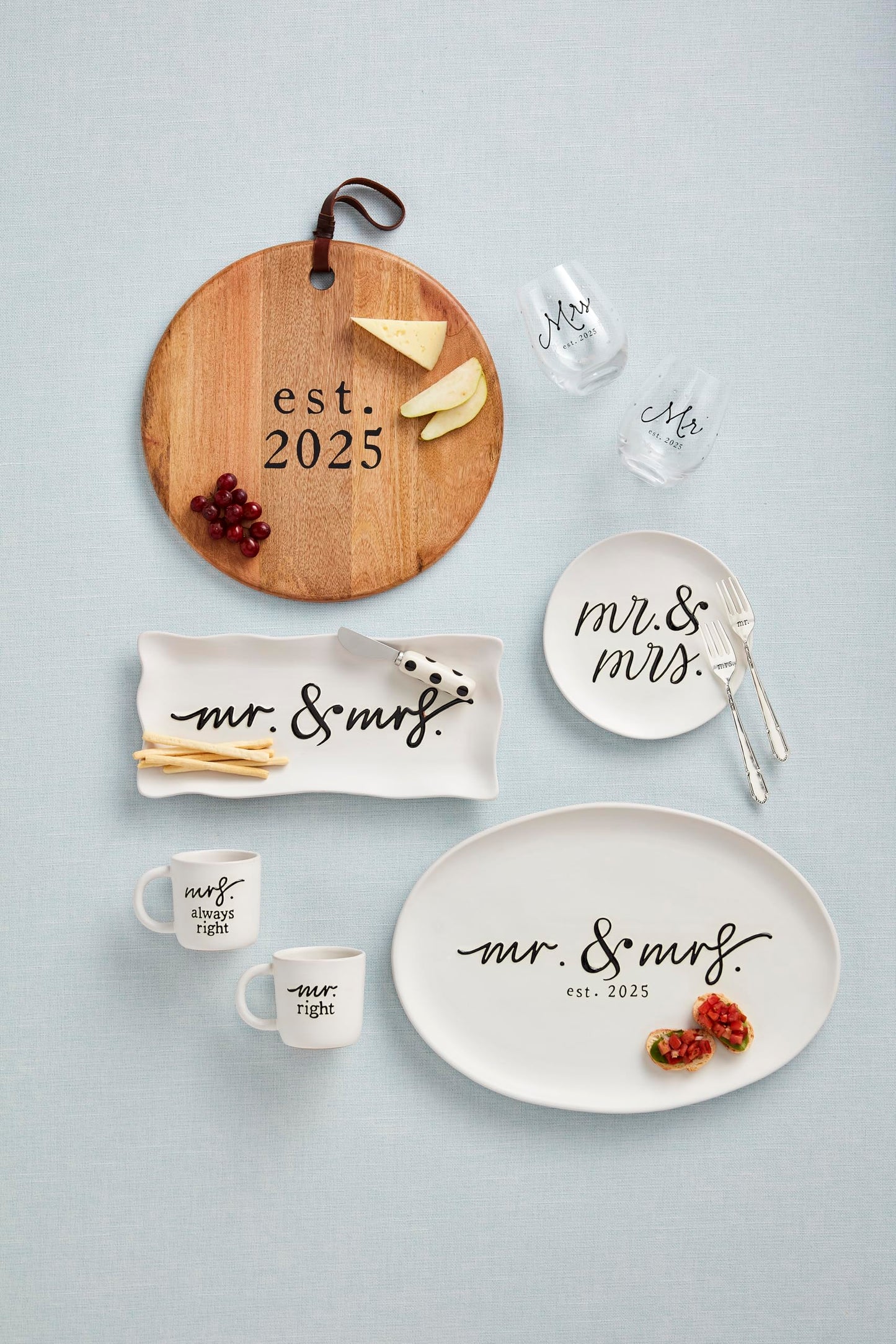 Mud Pie Mr And Mrs 2025 Platter; 12" x 17"
