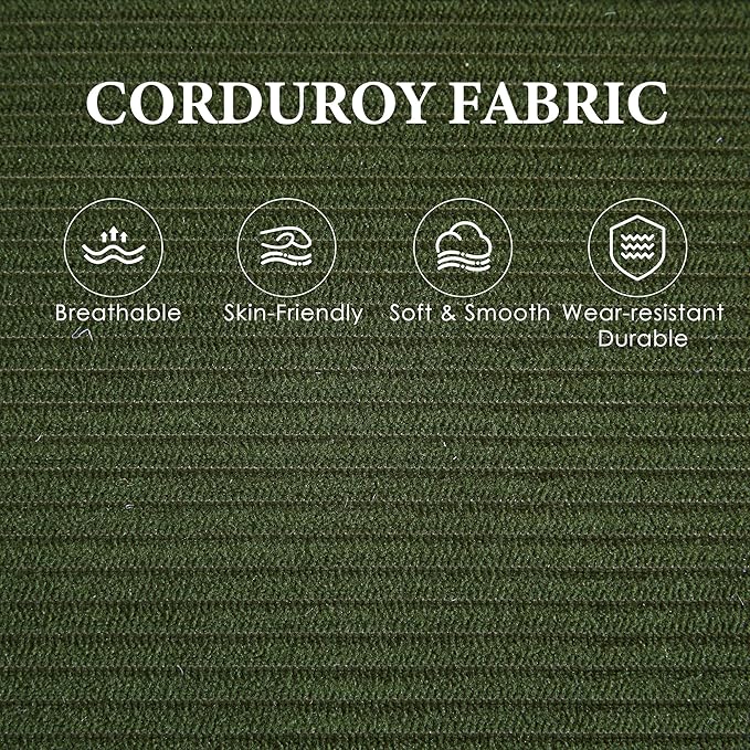 URRED Cloud Couch Modular Sectional Sofa, 122" Modern U Shaped Deep Seat Sofa with 2 Ottomans & Pillows, Ultra Comfy Corduroy Couches for Living Room, Bedroom or Apartment, Green
