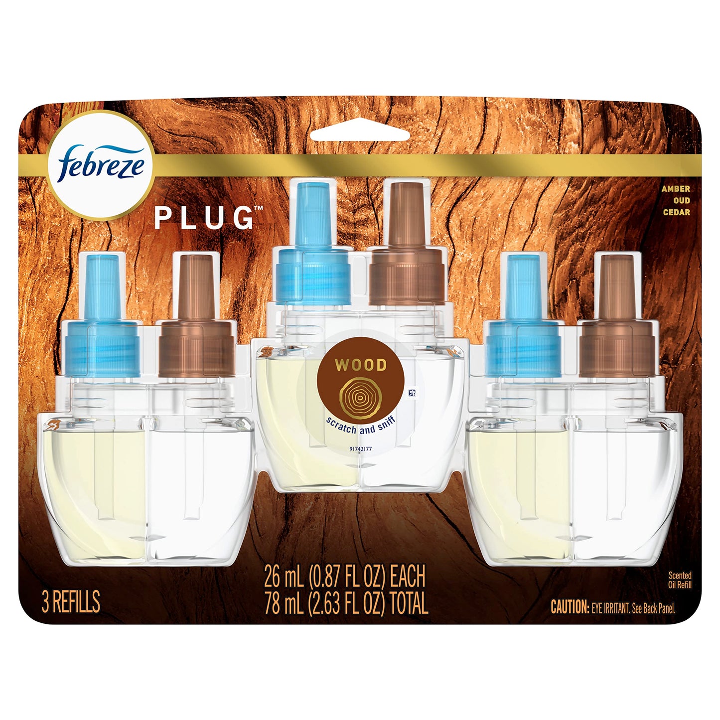 Febreze Origins Fade Defy Plug Air Freshener & Odor Fighter Wood (3) .87 Fl. Oz. Oil Refills -Like New