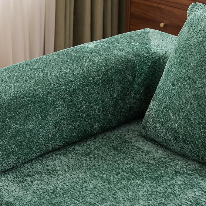 Convertible Couch Sofa Bed Foldable Floor Sleeper | Modern Fold Out Couch | Removable Backrest & Armrests | No Assembly Compression Sofa Sleeper for Living Room, Bedroom | Green Chenille