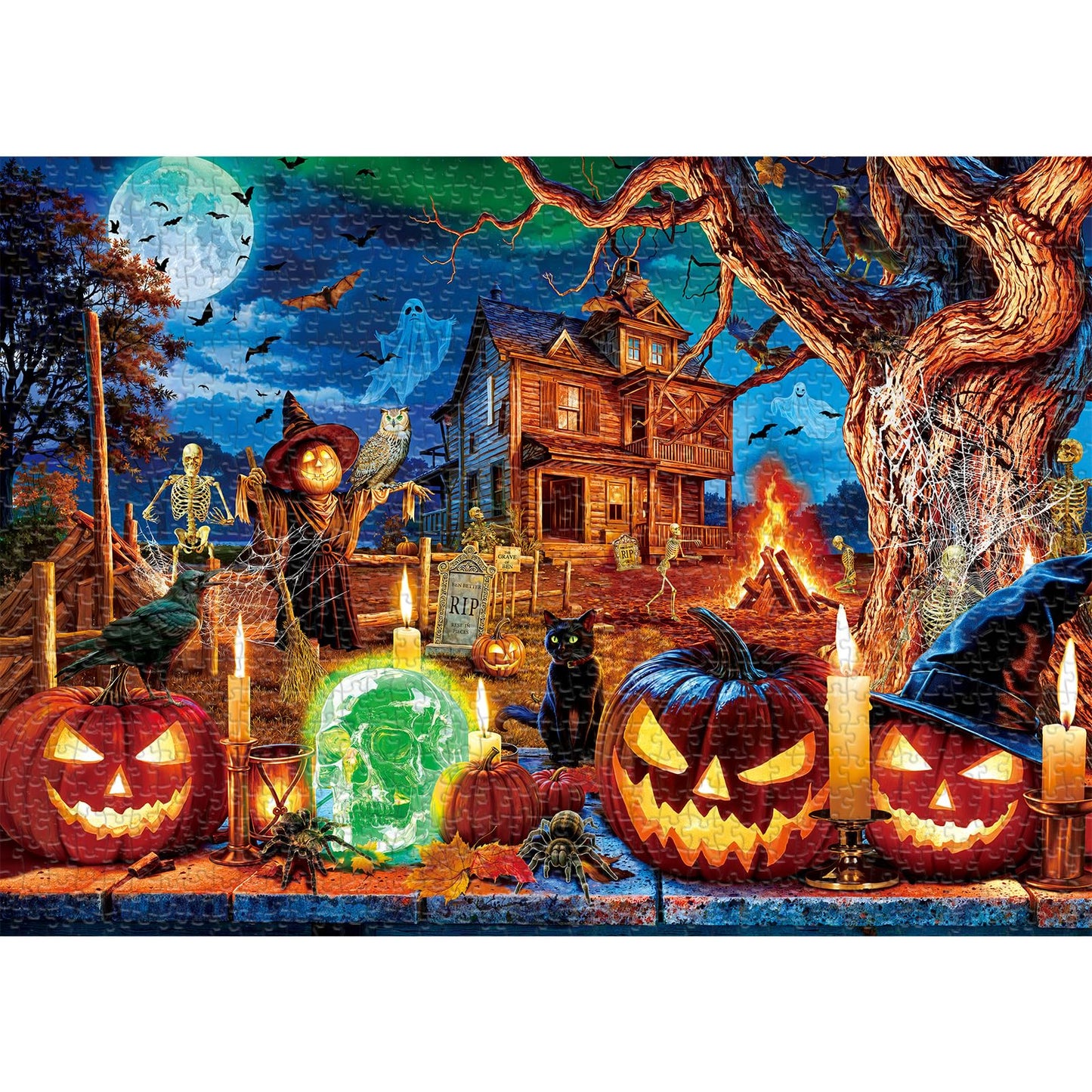 Sutinban Halloween Nightmare 1000 Pieces Puzzle for Adults, Horror Skull Pumpkin Head Jigsaw Puzzles 1000 Pieces Family Decoration, Holiday Party Gifts Puzzles for Teenages & Kids & Adults