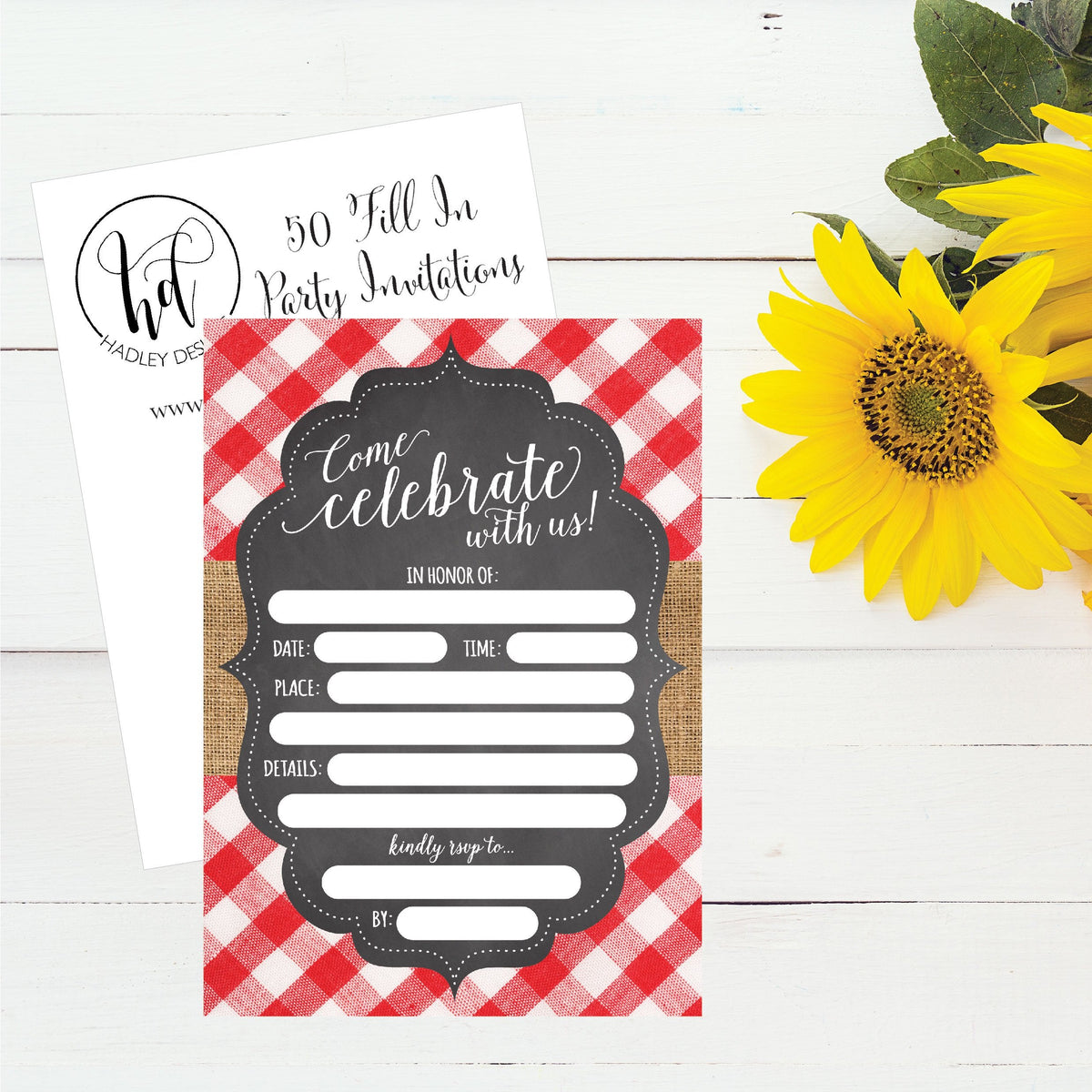 Hadley Designs 50 BBQ Party Invitations for Kids & Adults, Backyard and Pool Party Invitation, Ideal for Birthday, Housewarming, Beach, and Summer Parties