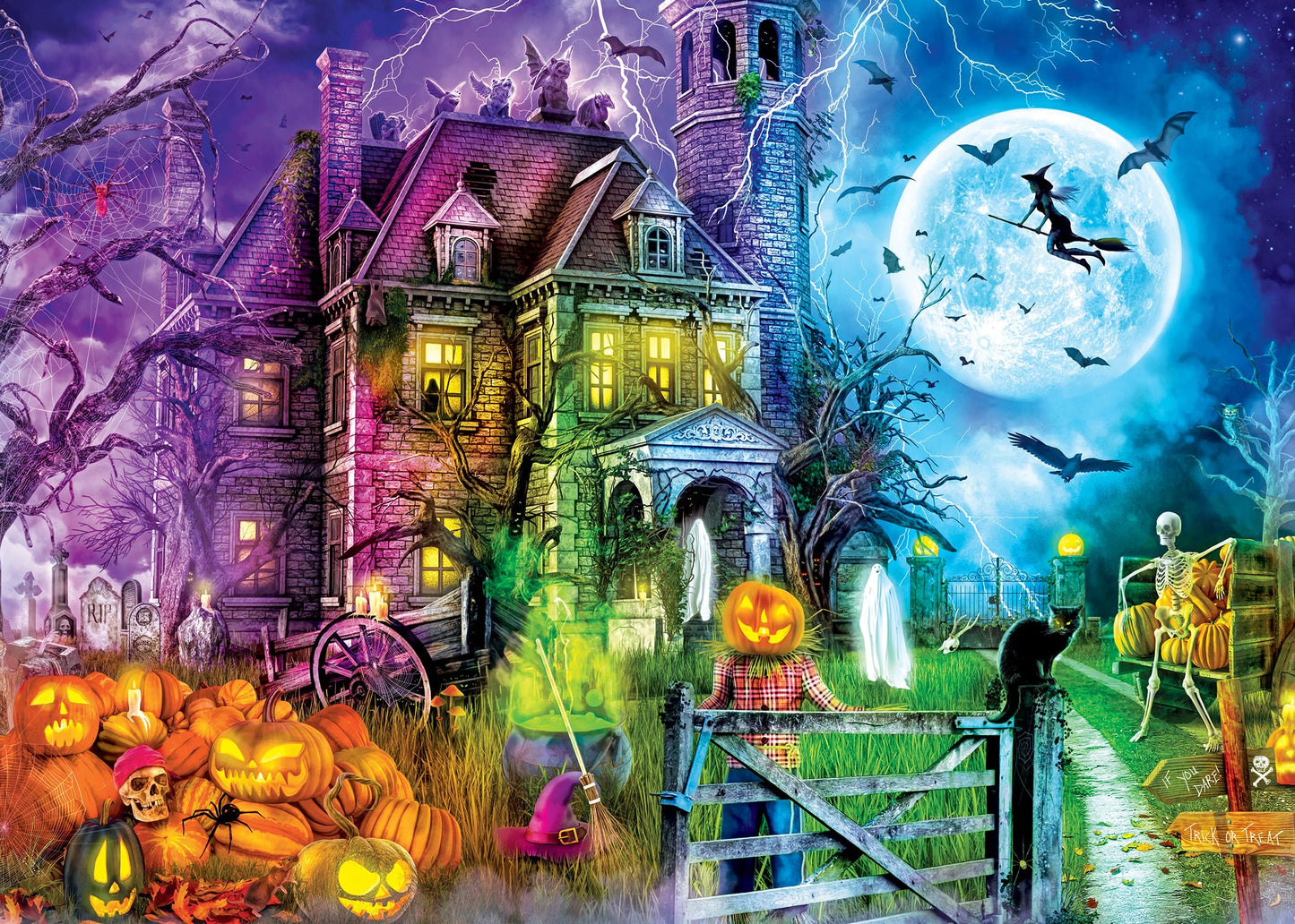 MasterPieces 500 Piece Glow in The Dark Halloween Jigsaw Puzzle - Halloween Terrors - 15"x21"