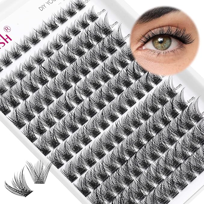 Lash Clusters 10-16mm 144pcs Mixed Tray Individual Lashes D Curl Individual Lashes Cluster Eyelash Extensions DIY Lash Extensions Eyelash Clusters Eyelash Extension Kit at Home (JN1-0.07D, 10-16mm)