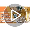 FOCUSLINE 600 Ct Gold Dinnerware Set for 100 Guests - Gold Rimmed Disposable Plastic Plates, Includes 100 Dinner & Salad P...