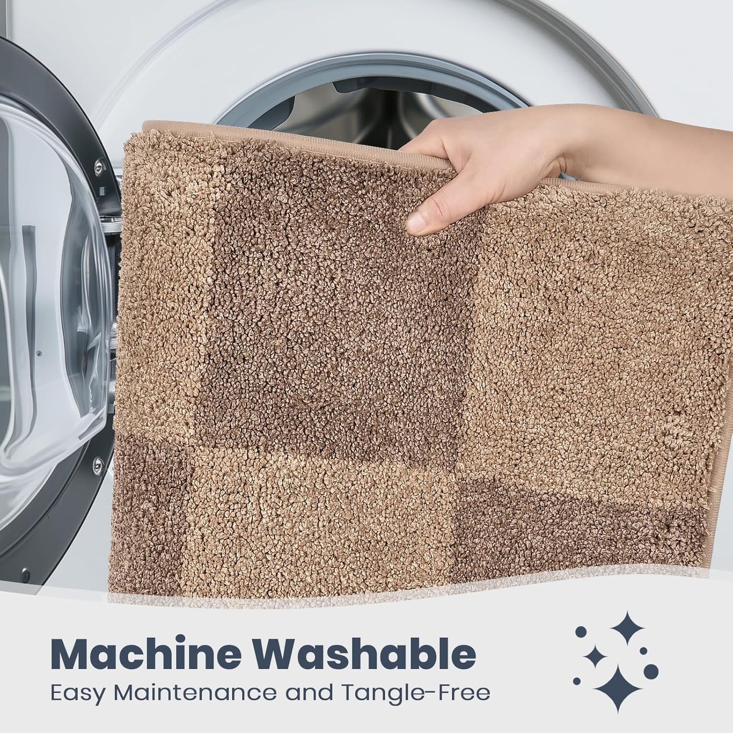 PURRUGS Bathroom Rug Non-Slip Machine Washable 30" x 60", Super Absorbent and Quick-Dry Bath Mat, Extra Soft and Plush Bath Rug for Shower, Bathtub and Sink, Grayish Brown & Coffee