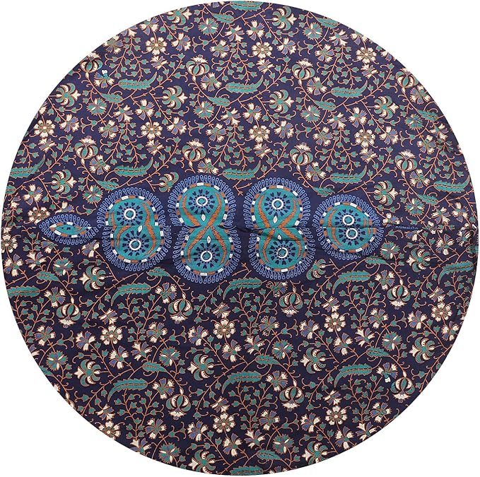 Shubhlaxmifashion 32" Blue Mandala Floor Pillow Cushion Seating Throw Cover Hippie Decorative Bohemian Ottoman Poufs, Pom Pom Pillow Cases,Boho Indian