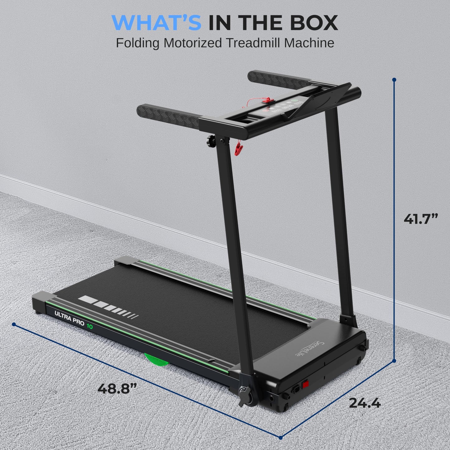 SereneLife Foldable Treadmill 2.5HP | Folding Running Machine with 12 Preset Programs, LED Display, Tablet Holder, Shock Absorption, & 0.6-7.5 MPH Speed | Supports 265 lbs | Indoor Home Gym
