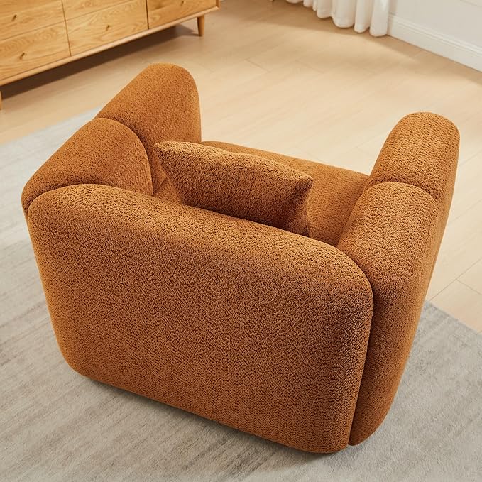 VANOMi Living Room Furniture Sets Include 95" Sofa & 42" Armchairs, Boucle Upholstered Oversized Couch with Pillows, Living Room Furniture Set for Bedroom Apartment (Curry, 1 Sofa+2 Chairs)
