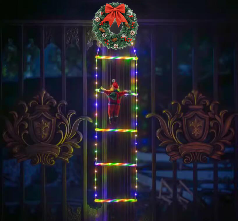 Climbing Santa LED Ladder Lights - 1m Festive Holiday Decoration for Indoor & Outdoor Use, 8 Lighting Modes, Remote Controlled