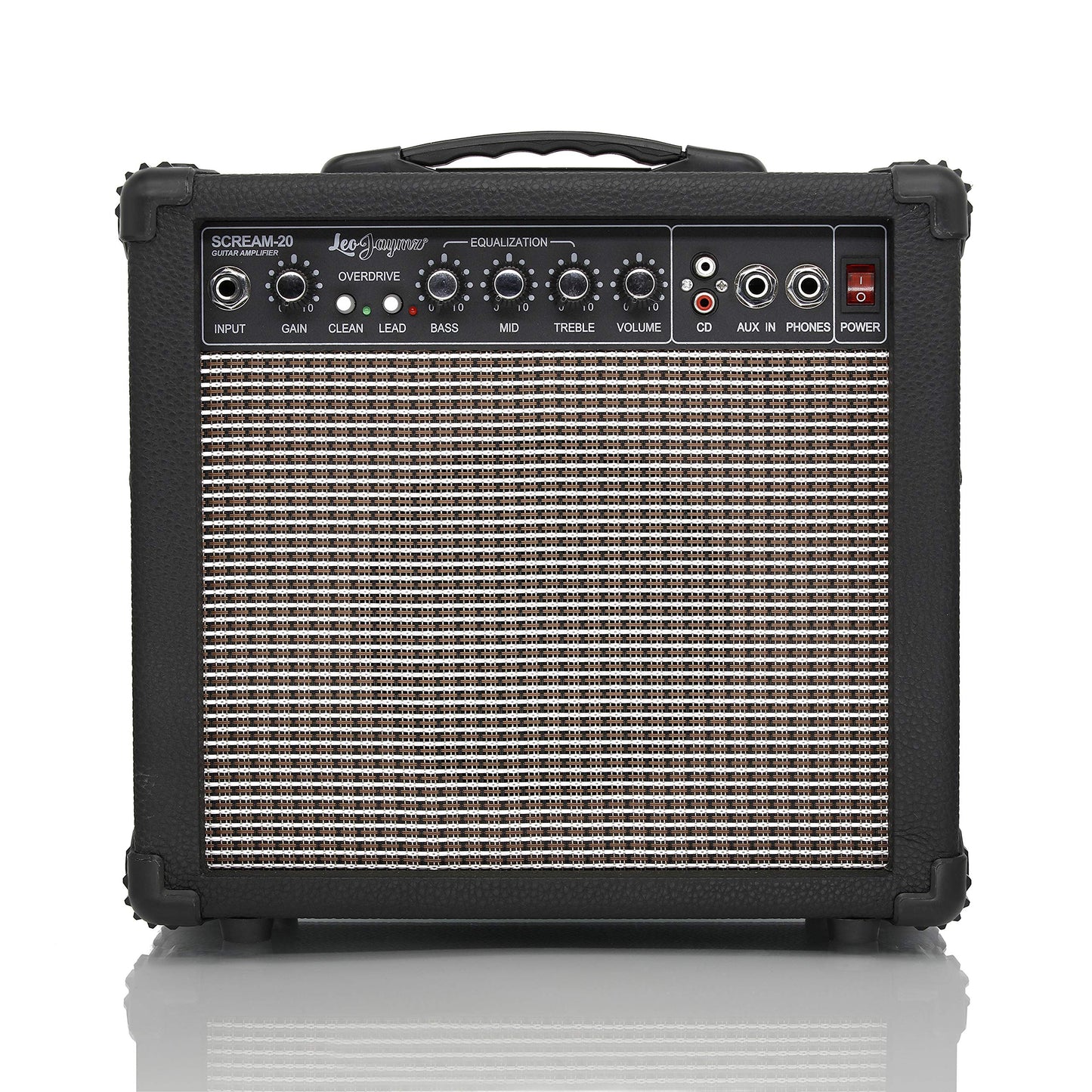 Leo Jaymz 20W Electric Guitar Amplifier - Clean and Distortion Channel - 3 Band Equalization and CD Line Input - Recording Studi
