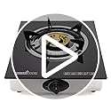 RegiisCook Single Burner Propane Gas Cooktop,Camping Portable LPG Gas Stove, Auto Ignition Tempered Glass Countertop with ...