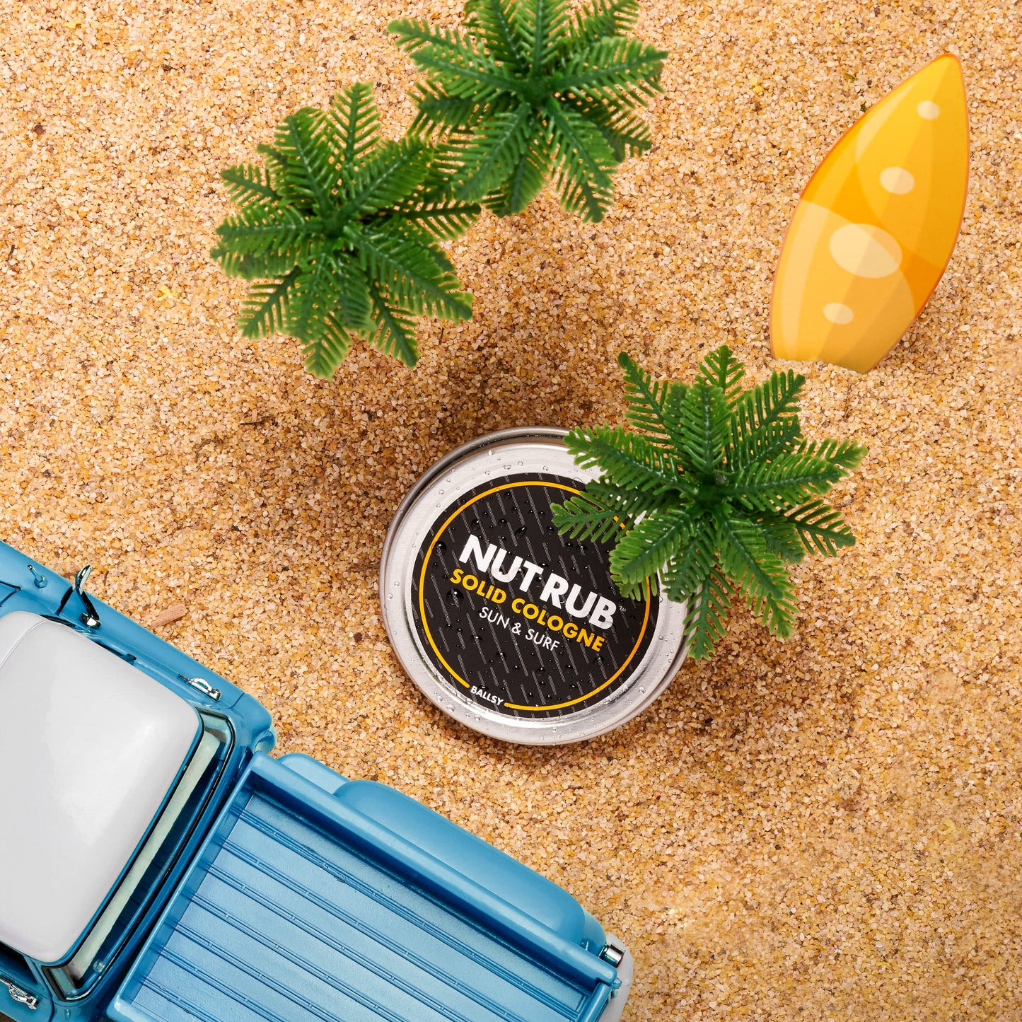 Ballsy Body & Groin Rub, Cologne for Everywhere, with Beeswax, Coconut and Sunflower Seed Oil, Sun and Surf .85 oz