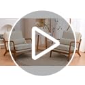 Karl home Accent Chair Mid-Century Modern Chair with Pillow Linen Fabric Upholstered Lounge Arm Chair with Solid Wood Fram...