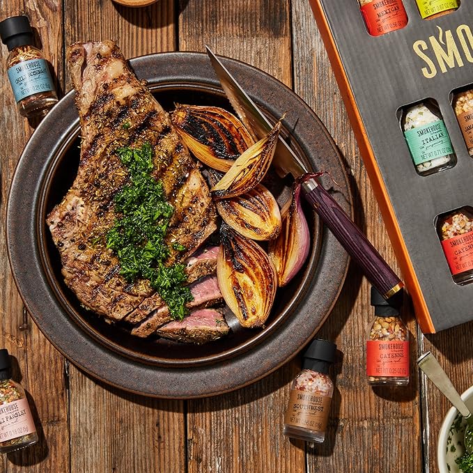 Smokehouse by Thoughtfully, Gourmet Ultimate Grilling Spice Set with Father’s Day Wrap, Includes 20 BBQ Seasonings & Rubs Like Chili Garlic, Italian, and Cajun, Gift for Dad