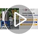 Sonret Single Burner Propane Stove - with Hose & Adjustable 0-20 Psi Regulator - High BTU Propane Burner - Square Portable...