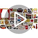 34pcs Hollywood Themed Movie Night Party Photo Booth Props, Hollywood Selfie Frame with Party Photo Props, Red Carpet Cuto...