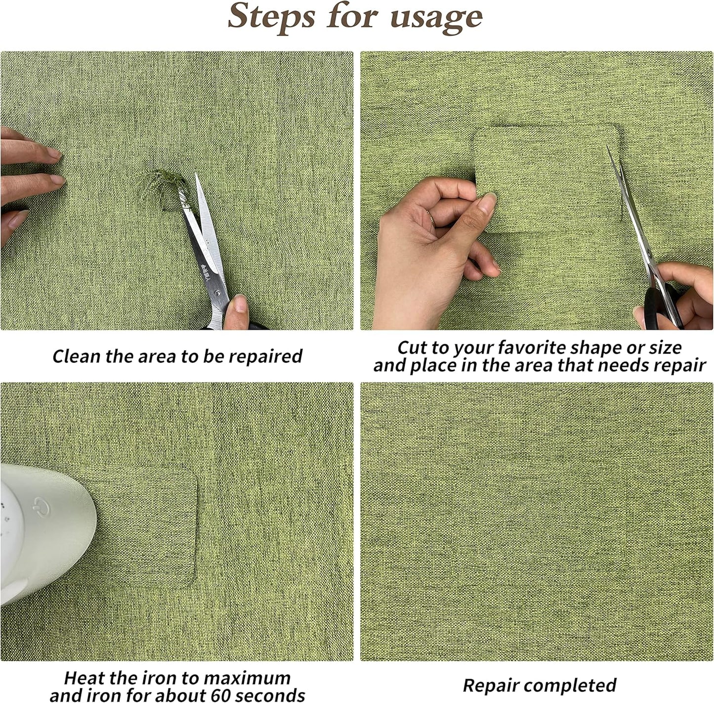 King Mountain Premium Linen Fabric Iron-on Repair Patch, Inside&Outside 3"x60" With Backing Glue, Decorative Kit (Medium Grey)