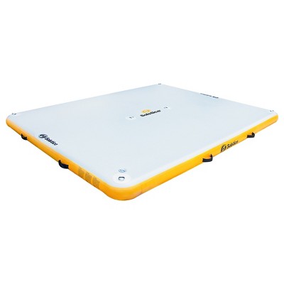 Swim Central Inflatable Private Solstice Drop Stitch Lake Dock Raft - 10' - White and Yellow