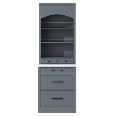 Gulches 83.7" High Kitchen Pantry , Freestanding Tall Hutch with Faux Marble Top, 5 Storage Drawers & Adjustable Shelf¡ªElegant Display Cabinet,Gray