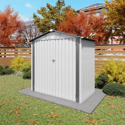Kumasinova Outdoor Metal Storage Shed,Galvanized Steel Tool Shed with Skylight Window,Lockable Door,Ventilation for Garden,Backyard,Patio,White