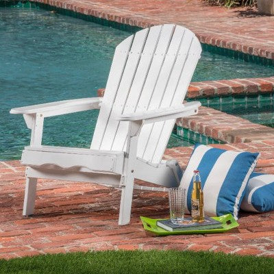 CAVINAS Wooden Folding Adirondack Chair, Rustic Foldable Outdoor Chair with Slatted Design, Portable Camping Chair for Adults, Patio Chair