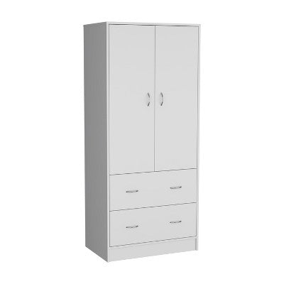 Depot E-Shop 71" H Armoire with Two Doors, Two Drawers, and Hanging Rod
