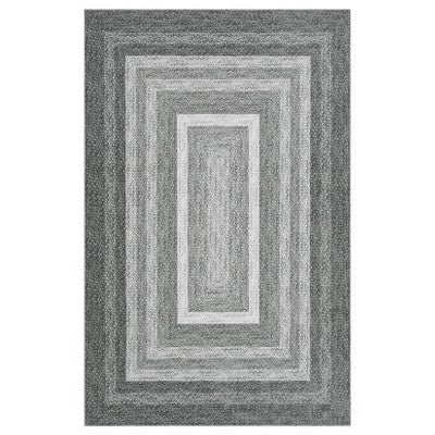Washable Modern Bordered Bedroom Living Room Area Rugs, Geometric Non Slip Throw Carpet for Home Decor