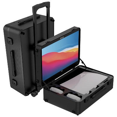 POGA LUX PlayStation 5 Premium Portable Console Travel Case incl. Trolley and 24 AOC Gaming Monitor
