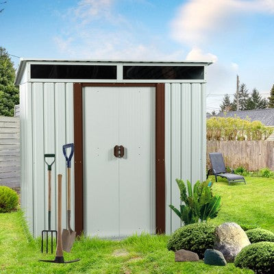Gulches 6ft x 5ft Outdoor Metal Storage Shed for Backyard, Patio, Garage, Lawn, White