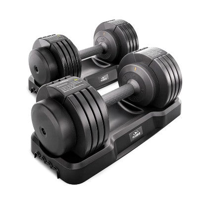 FLYBIRD 1 Pair 55LBS-Adjustable Dumbbell, Multiweight Options for Full Body Workout(110LB in Total)