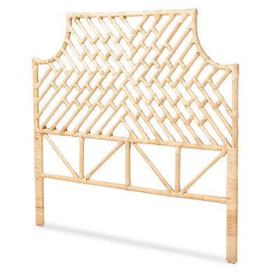 Queen Jayliah Rattan Headboard Natural/Brown - bali & pari: Bohemian Style, Freestanding, No Assembly Required