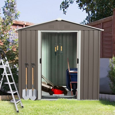 Gulches 6ft x 5ft Outdoor Metal Storage Shed for Backyard, Patio, Garage, Lawn ,gray