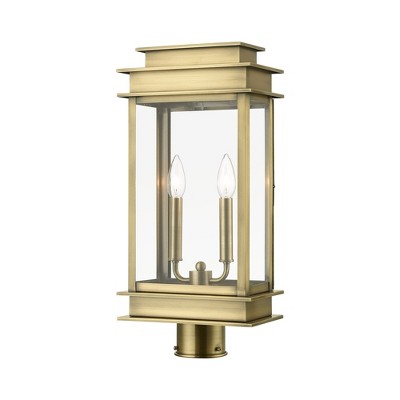 Livex Lighting Princeton 2 - Light Post Light in Antique Brass/Polished Chrome Stainless Steel